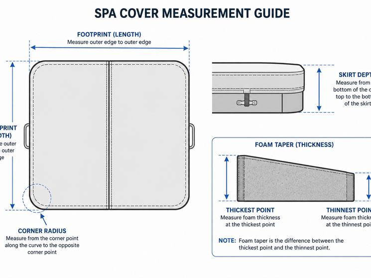 Labeled diagram of footprint, corner radius, skirt depth, foam taper
