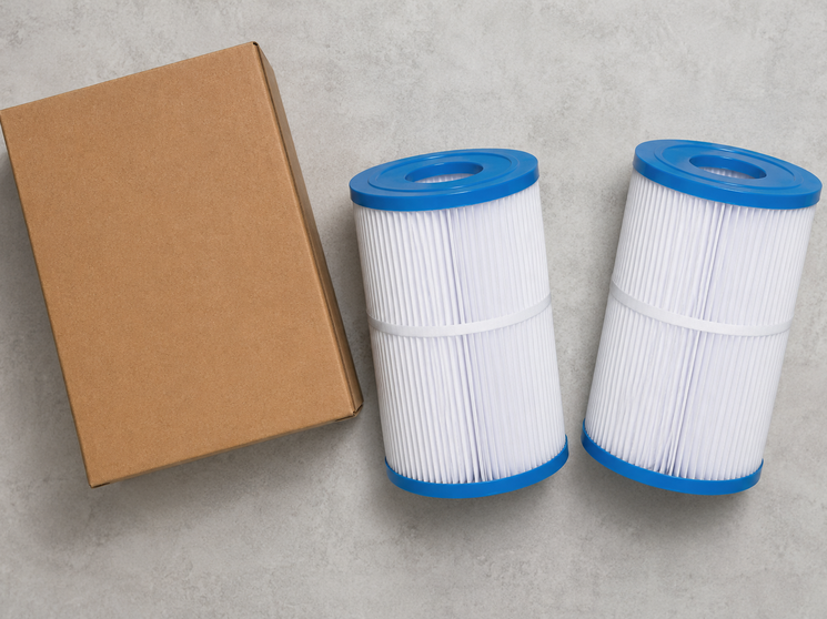 Product flat lay of a matched pair of filter cartridges.