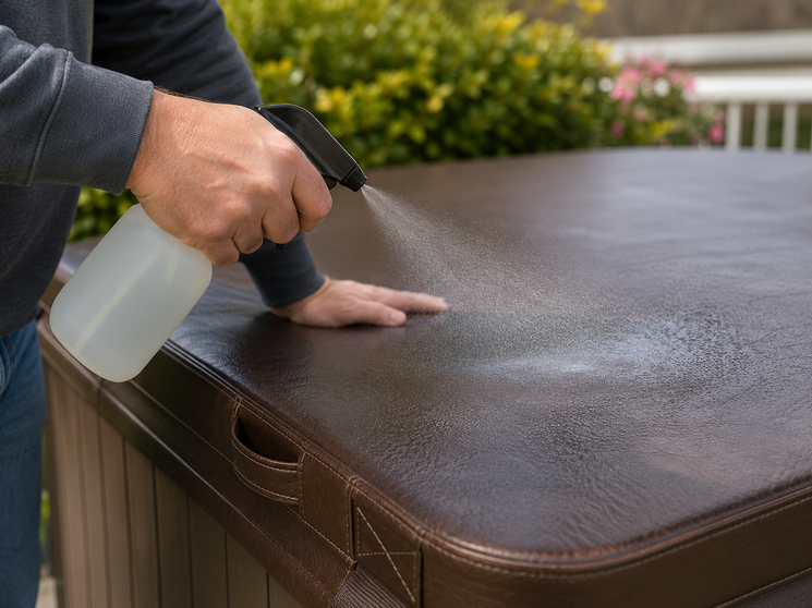 Photo of vinyl protectant being applied.