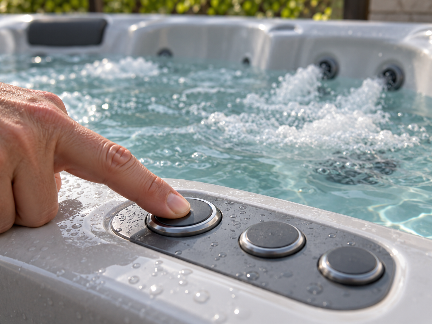Hand pressing the Jets button