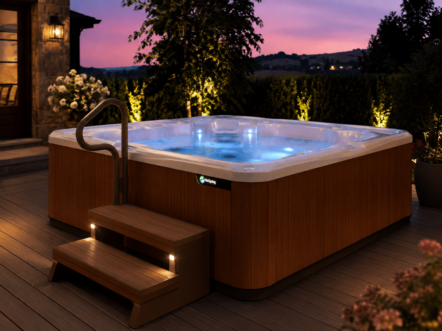 Hot Tub with Lighted Steps