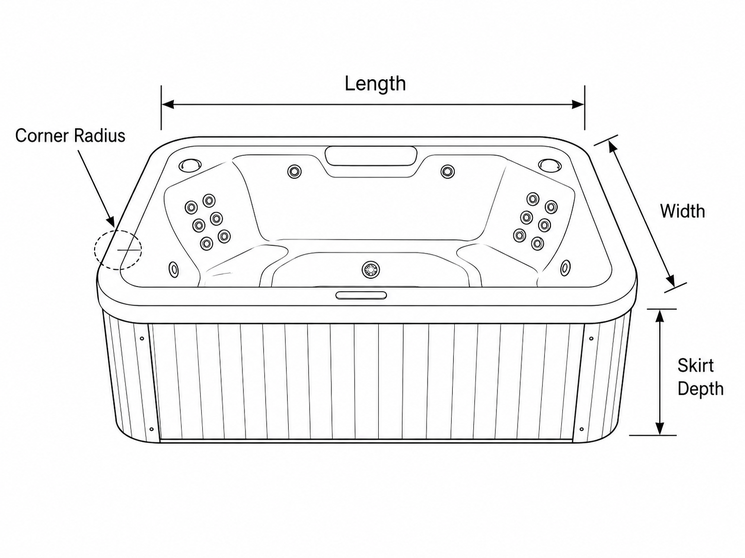 Labeled diagram of measurement points.