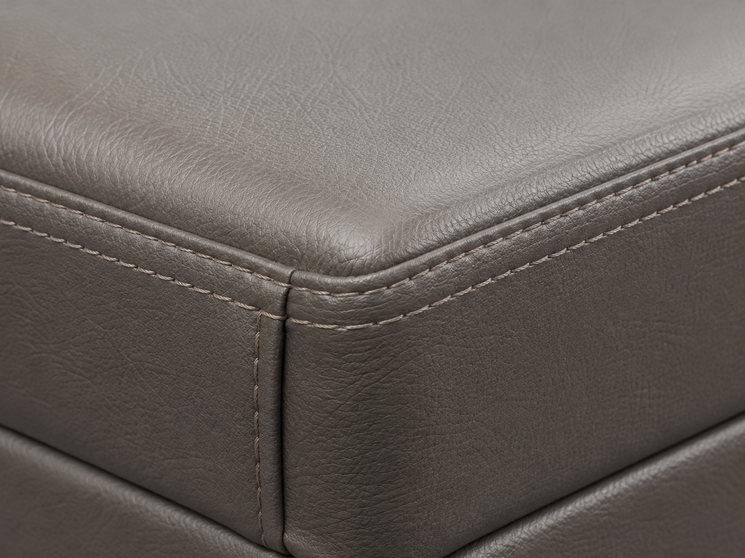 Close-up of double-stitched seam and marine-grade vinyl